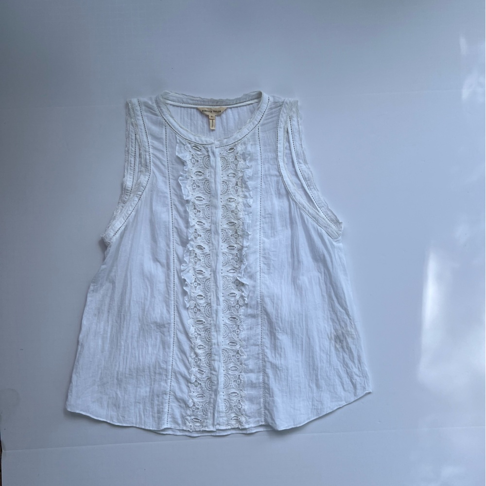 Rebecca Taylor Sheer cotton Lace blouse Size 6